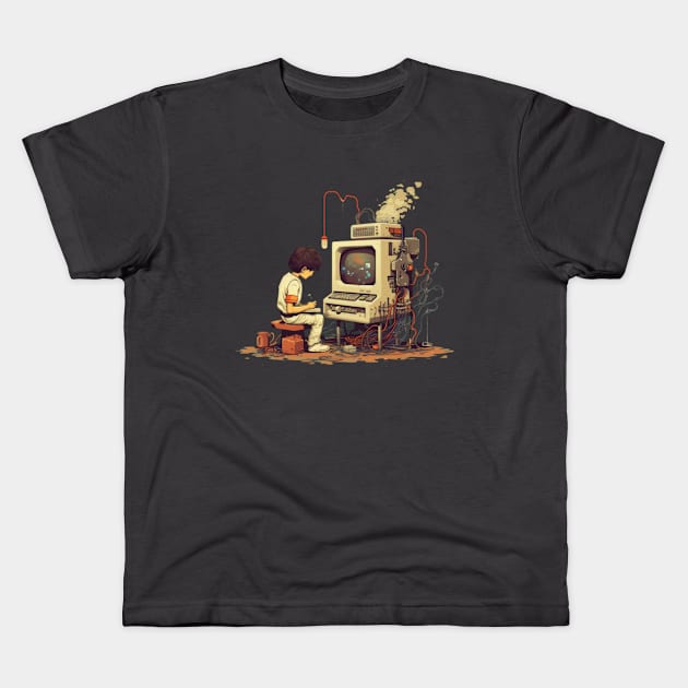 Programmer, retro computer, software developer, gift present ideas Kids T-Shirt by Pattyld